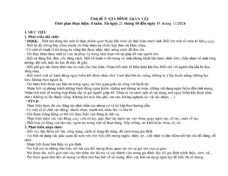 Giáo án Mầm non Khối Chồi - Chủ đề 3: Gia đình thân yêu - Năm học 2024-2025