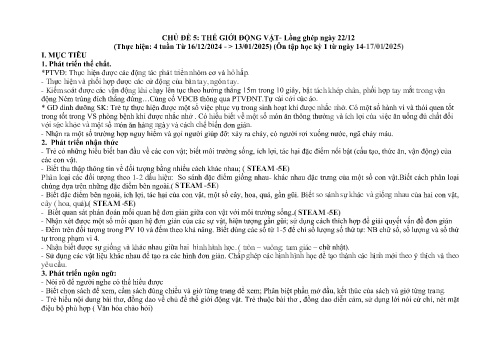 Giáo án Mầm non Khối Chồi - Chủ đề 5: Thế giới động vật - Năm học 2024-2025