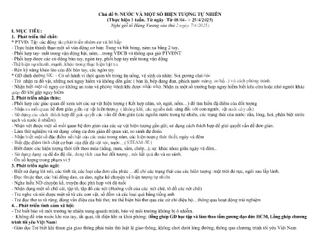 Giáo án Mầm non Khối Chồi - Chủ đề 9: Nước và 1 số hiện tượng tự nhiên - Năm học 2024-2025