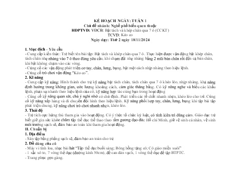 Giáo án Mầm non Khối Chồi - Tuần 1, Chủ đề nhánh: Nghề phổ biến quen thuộc - Năm học 2024-2025