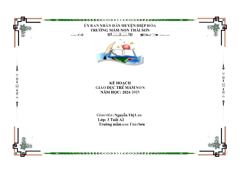 Giáo án Mầm non Khối Mầm - Chủ đề 2: Bản thân - Năm học 2024-2025 - Nguyễn Thị Lan