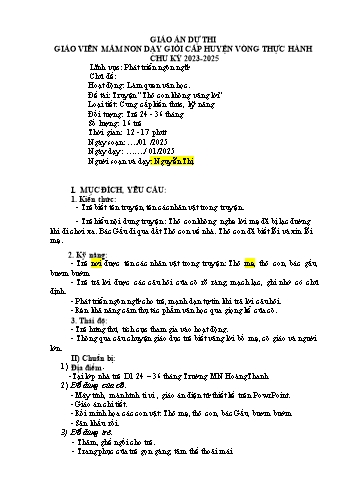 Giáo án Mầm non Khối Nhà trẻ - Đề tài: Truyện Thỏ con không vâng lời - Năm học 2024-2025 - Nguyễn Thị Lượng