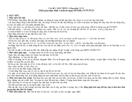 Giáo án Mầm non Lớp Chồi - Chủ đề 2: Bản thân (Lồng ghép 20/10) - Năm học 2024-2025
