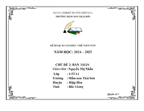 Giáo án Mầm non Lớp Chồi - Chủ đề 2: Bản thân - Năm học 2024-2025 - Nguyễn Thị Nhẫn