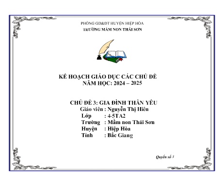 Giáo án Mầm non Lớp Chồi - Chủ đề 3: Gia đình thân yêu - Năm học 2024-2025 - Nguyễn Thị Hiên