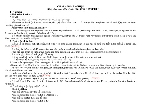 Giáo án Mầm non Lớp Chồi - Chủ đề 4: Nghề nghiệp - Năm học 2024-2025