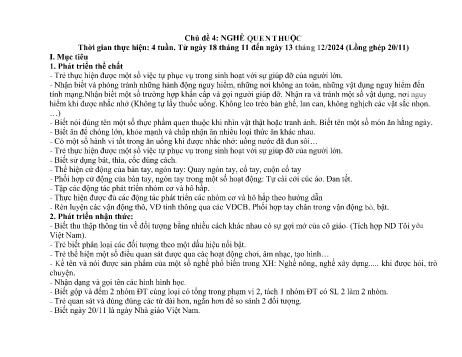 Giáo án Mầm non Lớp Chồi - Chủ đề 4: Nghề quen thuộc - Năm học 2024-2025