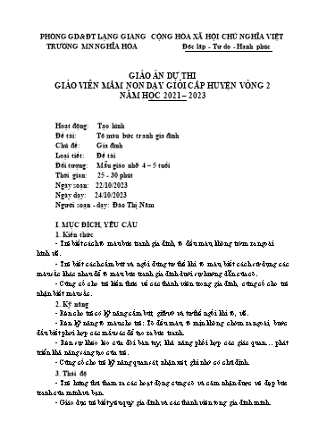 Giáo án Mầm non Lớp Chồi - Chủ đề: Gia đình - Đề tài: Tô màu bức tranh gia đình - Năm học 2023-2024 - Đào Thị Năm