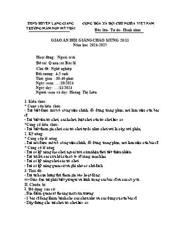 Giáo án Mầm non Lớp Chồi - Chủ đề: Nghề nghiệp - Đề tài: Quan sát Bác Sĩ - Năm học 2024-2025 - Hoàng Thị Liên