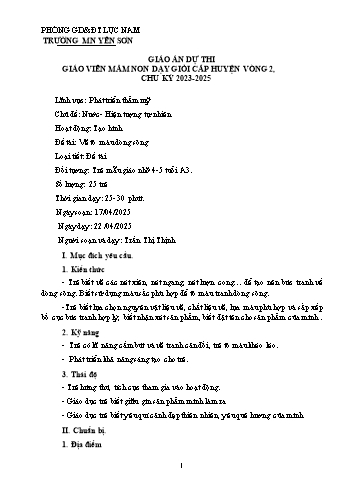 Giáo án Mầm non Lớp Chồi - Chủ đề: Nước. Hiện tượng tự nhiên - Đề tài: Vẽ tô màu dòng sông - Năm học 2024-2025 - Trần Thị Thịnh