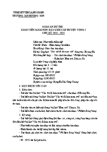 Giáo án Mầm non Lớp Chồi - Chủ đề: Nước. Hiện tượng tự nhiên - Đề tài: Dạy hát Cho tôi đi là mưa với - Năm học 2024-2025 - Nguyễn Thị Thùy Trang