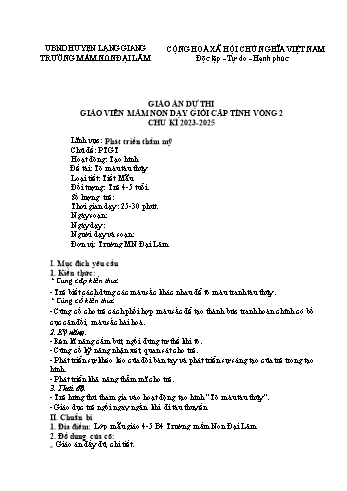 Giáo án Mầm non Lớp Chồi - Chủ đề: Phương tiện giao thông - Đề tài: Tô màu tàu thủy - Trường Mầm non Đại Lâm