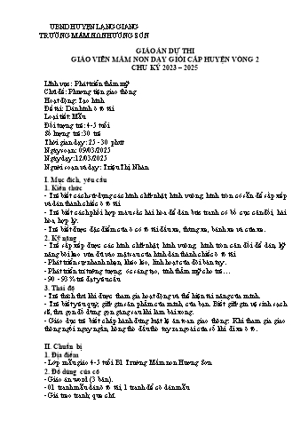 Giáo án Mầm non Lớp Chồi - Chủ đề: Phương tiện giao thông - Đề tài: Dán hình ô tô tải - Năm học 2024-2025 - Triệu Thị Nhàn