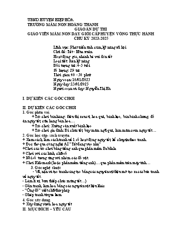 Giáo án Mầm non Lớp Chồi - Chủ đề: Tết. Mùa xuân - Năm học 2024-2025 - Nguyễn Thị Hà
