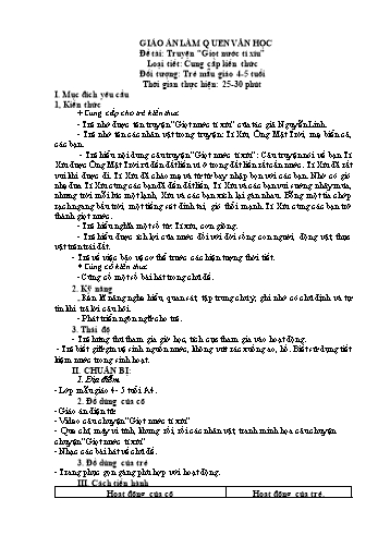 Giáo án Mầm non Lớp Chồi - Đề tài: Truyện Giọt nước tí xíu