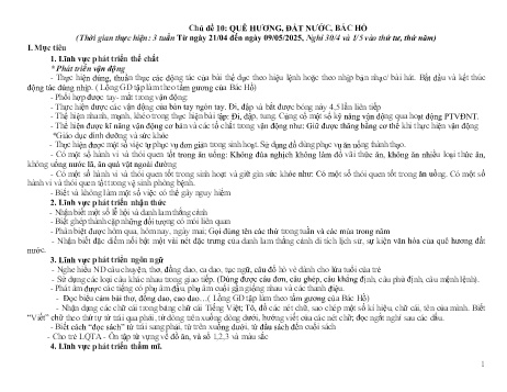 Giáo án Mầm non Lớp Lá - Chủ đề 10 - Năm học 2024-2025