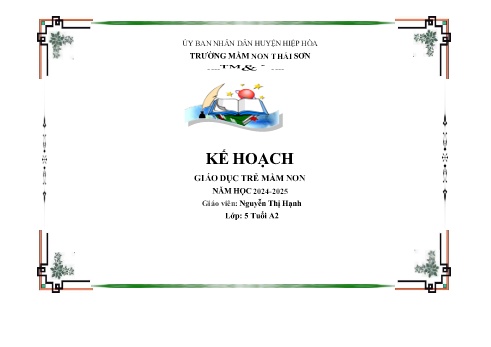 Giáo án Mầm non Lớp Lá - Chủ đề 2: Bản thân - Năm học 2024-2025 - Nguyễn Thị Hạnh