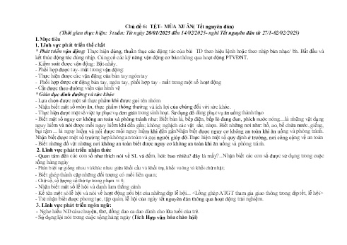 Giáo án Mầm non Lớp Lá - Chủ đề 6: Tết. Mùa xuân (Tết nguyên đán) - Năm học 2024-2025