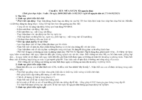 Giáo án Mầm non Lớp Lá - Chủ đề 6: Tết và mùa xuân (Tết nguyên đán) - Năm học 2024-2025