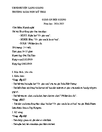 Giáo án Mầm non Lớp Lá - Chủ đề: Ngành nghề - Năm học 2024-2025 - Bùi Thị Thảo