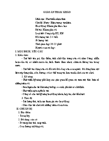 Giáo án Mầm non Lớp Lá - Chủ đề: Nước. Hiện tượng tự nhiên - Đề tài: Khám phá sỏi