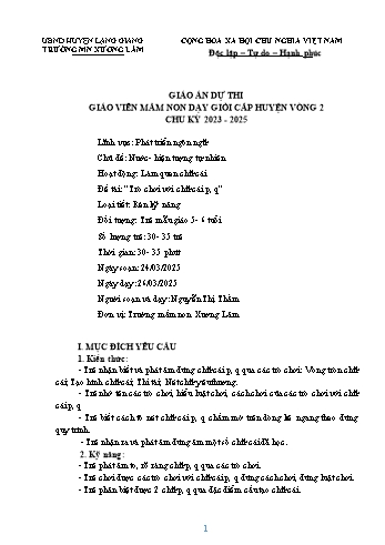 Giáo án Mầm non Lớp Lá - Chủ đề: Nước. Hiện tượng tự nhiên - Đề tài: Trò chơi với chữ cái p, q - Năm học 2024-2025 - Nguyễn Thị Thắm