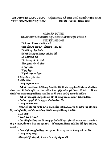 Giáo án Mầm non Lớp Lá - Chủ đề: Quê hương, đất nước, Bác Hồ - Đề tài: Trang trí khung ảnh Bác Hồ - Trường Mầm non Đại Lâm