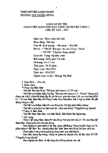 Giáo án Mầm non Lớp Lá - Chủ đề: Quê hương. Đất nước. Bác Hồ - Năm học 2024-2025 - Hoàng Thị Huệ