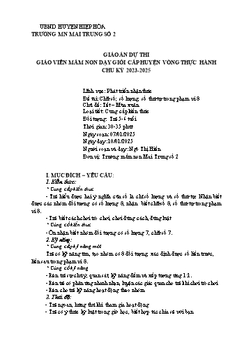 Giáo án Mầm non Lớp Lá - Chủ đề: Tết. Mùa xuân - Đề tài: Chữ số, số lượng, số thự tự trong phạm vi 8 - Năm học 2024-2025 - Ngô Thị Hiền