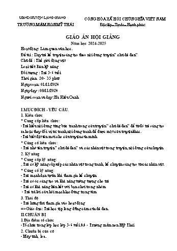Giáo án Mầm non Lớp Lá - Chủ đề: Thế giới động vật - Đề tài: Dạy trẻ kể truyện sáng tạo theo nội dung truyện Chú dê đen - Năm học 2024-2025 - Hà Kiều Oanh