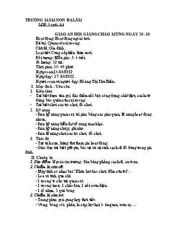 Giáo án Mầm non Lớp Lá - Chủ điểm: Gia đình - Đề tài: Quan sát cái xoong - Năm học 2022-2023 - Hoàng Thị Thu Hiền