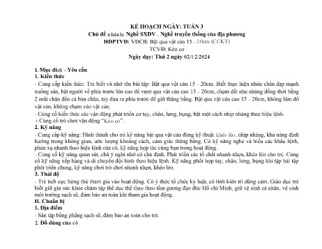 Giáo án Mầm non Lớp Lá - Tuần 3, Chủ đề nhánh: Nghề sản xuất dịch vụ. Nghề truyền thống địa phương - Năm học 2024-2025