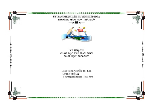 Giáo án Mầm non Lớp Mầm - Chủ đề 2: Bản thân - Năm học 2024-2025 - Nguyễn Thị Lan