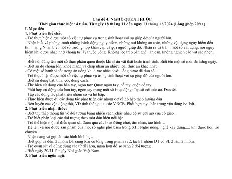 Giáo án Mầm non Lớp Mầm - Chủ đề 4: Nghề quen thuộc (Lồng ngày 20/11) - Năm học 2024-2025