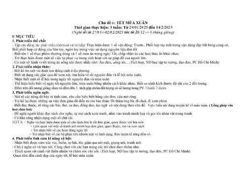 Giáo án Mầm non Lớp Mầm - Chủ đề 6: Tết mùa xuân - Năm học 2024-2025