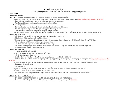 Giáo án Mầm non Lớp Mầm - Chủ đề 7: Hoa, quả, rau (Lồng ghép ngày 8/3) - Năm học 2024-2025