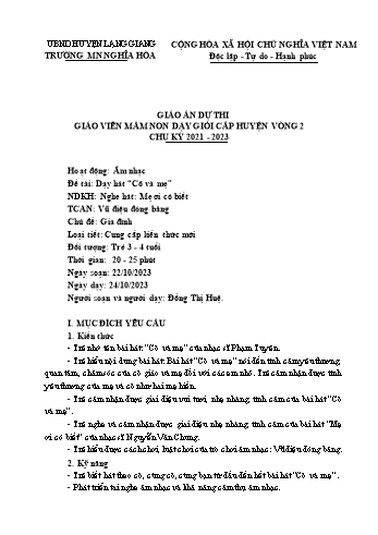 Giáo án Mầm non Lớp Mầm - Chủ đề: Gia đình - Năm học 2023-2024 - Đồng Thị Huệ