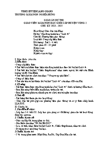 Giáo án Mầm non Lớp Mầm - Chủ đề: Phương tiện giao thông - Đề tài: Vận động minh họa Lái ô tô - Trường Mầm non Nghĩa Hưng