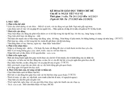 Giáo án Mầm non Lớp Nhà trẻ - Chủ đề 6: Ngày Tết vui vẻ - Năm học 2024-2025