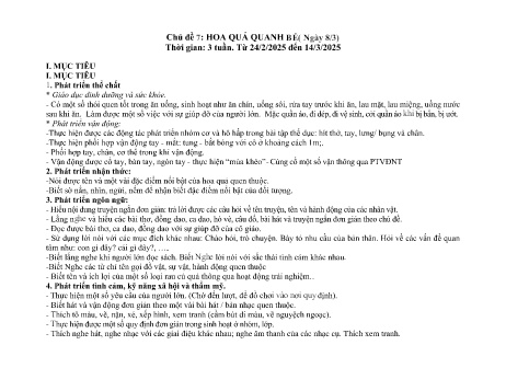 Giáo án Mầm non Lớp Nhà trẻ - Chủ đề 7: Hoa quả quanh bé - Năm học 2024-2025