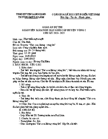 Giáo án Mầm non Lớp Nhà trẻ - Chủ đề: Gia đình - Đề tài: Truyện Thỏ con không vâng lời - Năm học 2024-2025 - Hoàng Thị Hiên