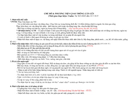 Kế hoạch bài dạy Mầm non Lớp Chồi - Chủ đề 8: Phương tiện giao thông gần gũi - Năm học 2024-2025