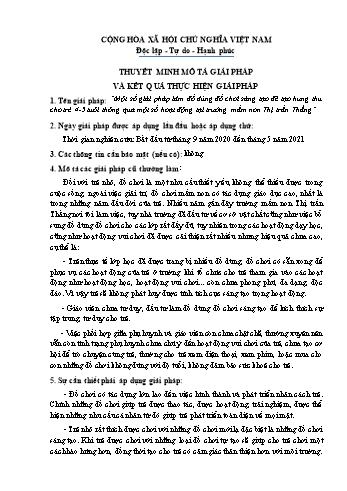 Một số giải pháp làm đồ dùng đồ chơi sáng tạo để tạo hứng thú cho trẻ 4-5 tuổi thông qua một số hoạt động tại trường mầm non Thị trấn Thắng