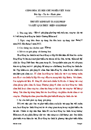Một số giải pháp phát huy tính tích cực, sáng tạo cho trẻ 4-5 tuổi trong hoạt động tạo hình ở Trường Mầm non