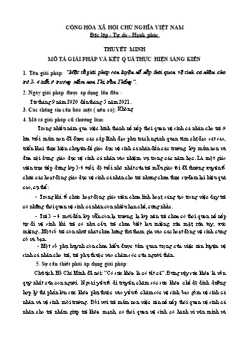 Một số giải pháp rèn luyện nề nếp thói quen vệ sinh cá nhân cho trẻ 3-4 tuổi ở trường mầm non Thị trấn Thắng