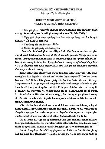 Một số giải pháp tích hợp nội dung giáo dục bảo vệ môi trường cho trẻ mẫu giáo 5-6 tuổi tại trường mầm non Thị Trấn Thắng