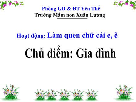 Bài giảng Mầm non Khối Lá - Chủ điểm: Gia đình - Đề tài: Làm quen chữ cái e, ê