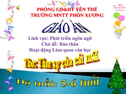 Bài giảng Mầm non Lớp Lá - Chủ đề: Bản thân - Đề tài: Thơ Tâm sự của cái mũi - Trường Mầm non Thị trấn Phồn Xương