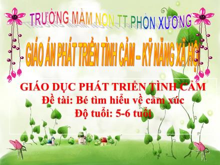 Bài giảng Mầm non Lớp Lá - Đề tài: Bé tìm hiểu về cảm xúc - Trường Mầm non Thị trấn Phồn Xương