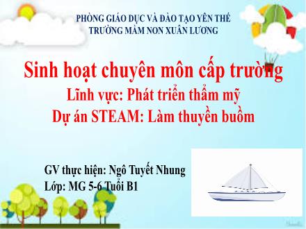 Bài giảng Mầm non Lớp Lá - Đề tài: Làm thuyền buồm - Ngô Tuyết Nhung